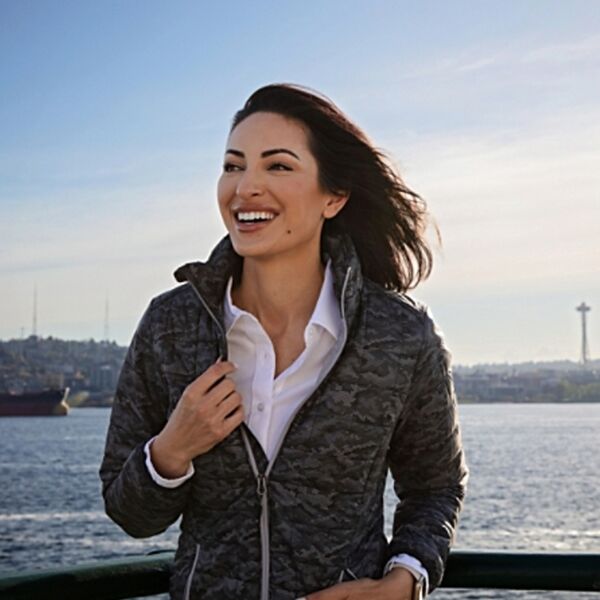 Cutter & Buck Rainier PrimaLoft Womens Eco Insulated Full Zip Printed Puffer Jacket Thumbnail